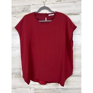 M.M. Lafleur Womens L Burgundy Short Sleeve Lightweight Career Work Blouse